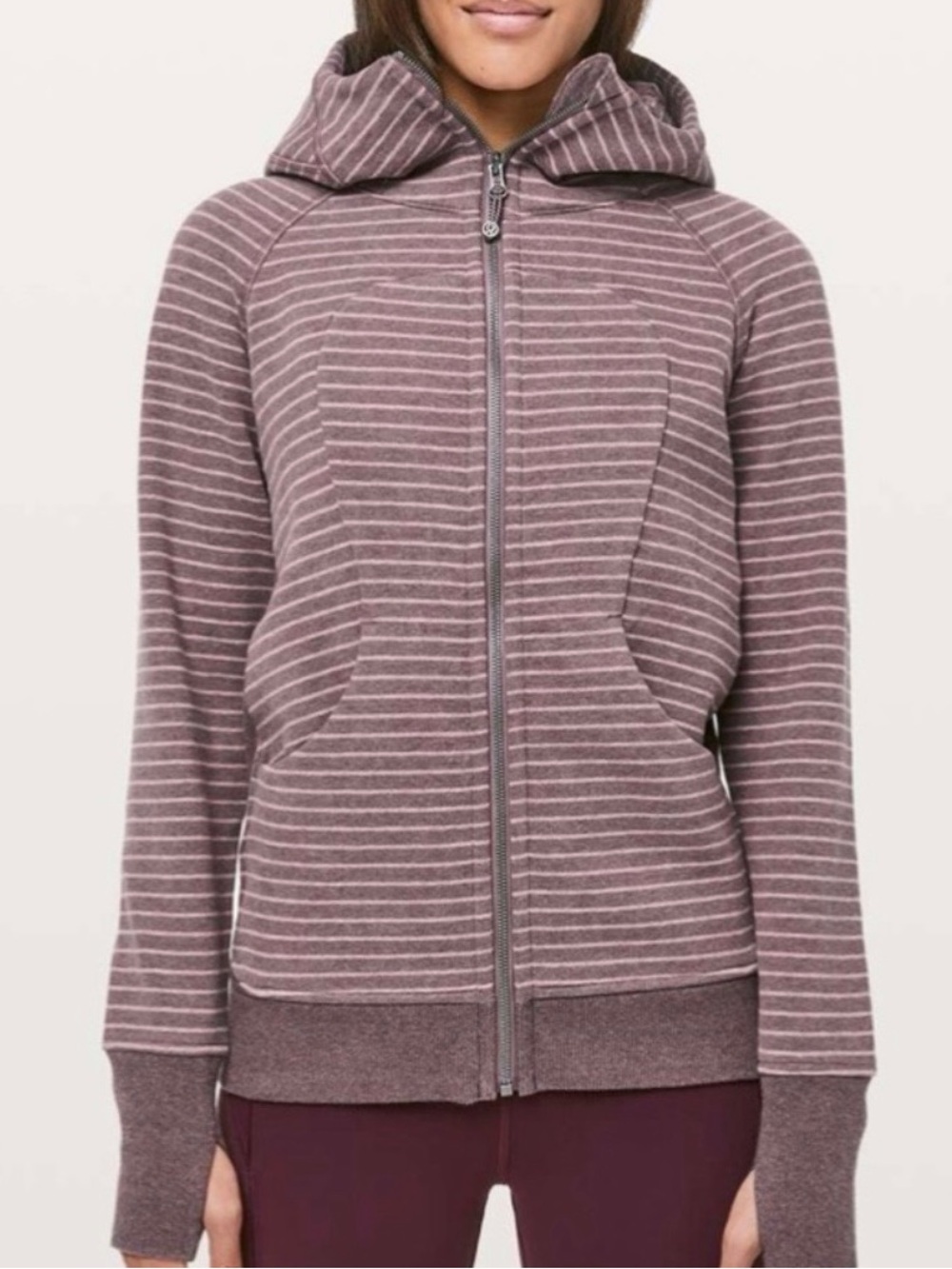 Lululemon Scuba Hoodie Classic Cotton Fleece Parallel Stripe Size 2